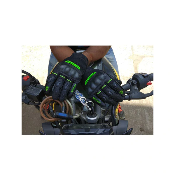 MOTOTECH Urbane Carbon Gloves - Black + Green - Image 4
