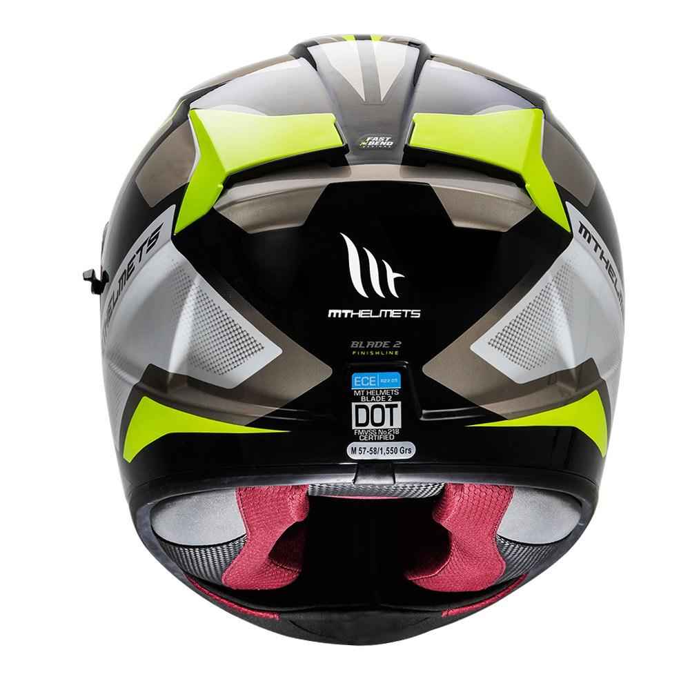 MT Blade 2SV Finish Line Motorcycle Helmet Fluorescent Yellow - Image 3