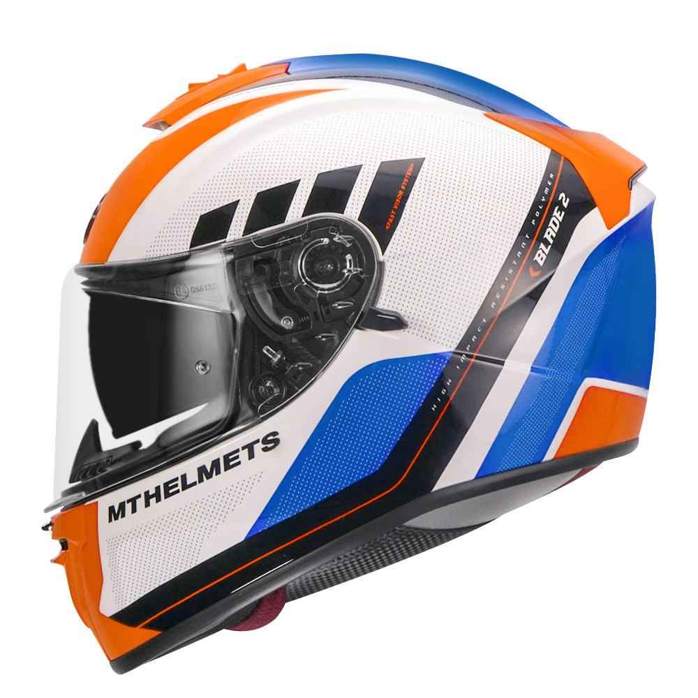 MT Blade 2SV Plus Motorcycle Helmet Gloss Fluorescent Orange - Image 3