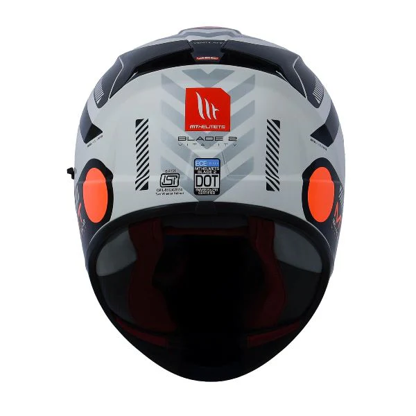 MT Helmets Blade 2 SV Vitality A4 Matt White Black Orange - Image 4