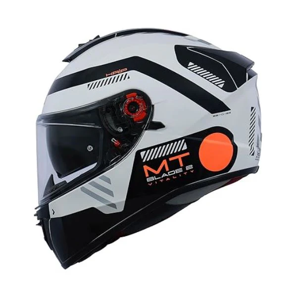 MT Helmets Blade 2 SV Vitality A4 Matt White Black Orange - Image 6