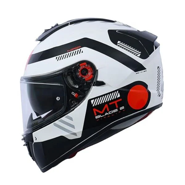 MT Helmets Blade 2 SV Vitality A5 Gloss White Black Red - Image 2