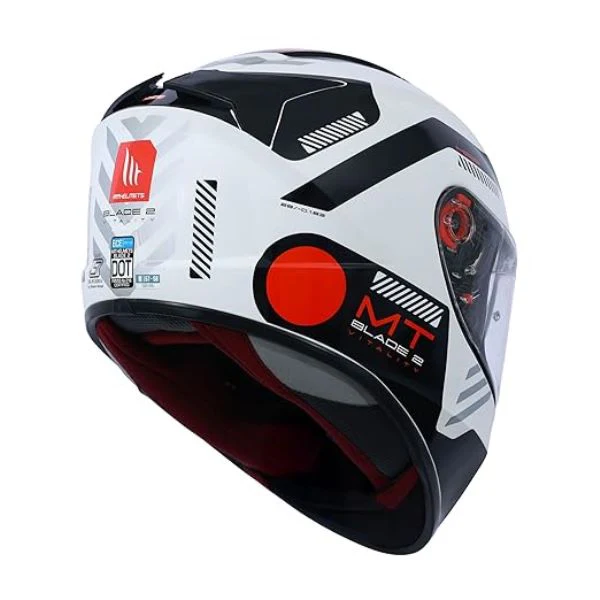 MT Helmets Blade 2 SV Vitality A5 Gloss White Black Red - Image 3