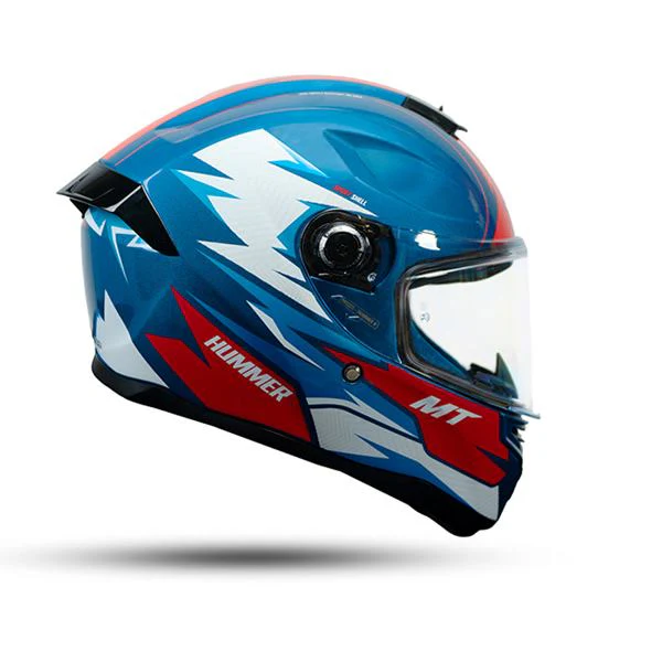 MT Helmets Hummer S Shine C7 Matt White Blue Red - Image 2