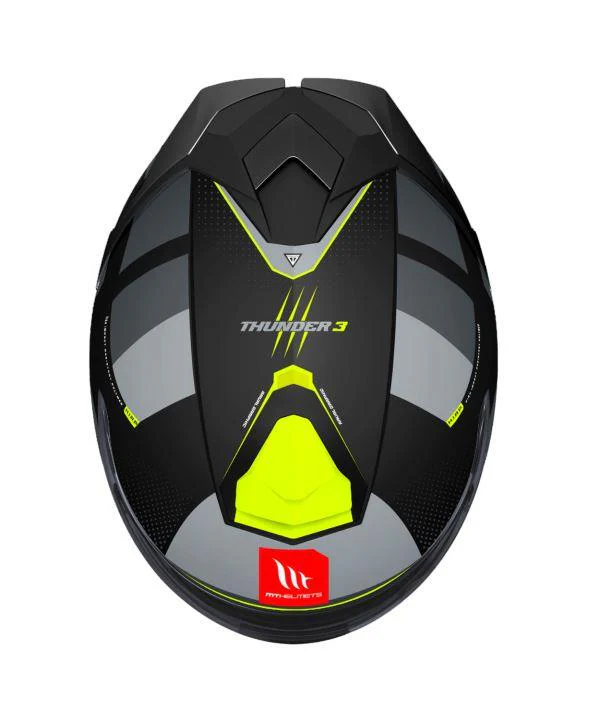 MT Helmets Thunder 3 SV Pro Arual B13 Helmet Matt Grey Hiviz Yellow - Image 2