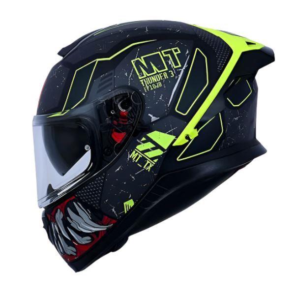 MT Helmets Thunder 3 SV Pro TX C2 Matt Black Grey Neon Yellow - Image 2
