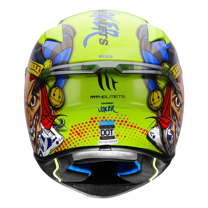 MT Targo Pro Joker Gloss Helmet - Fluorescent Yellow - Image 3
