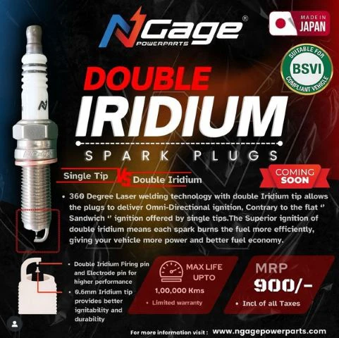 NGage Double Iridium Spark Plugs for Hero X Pulse 200 4V - BN8RTIIA-9