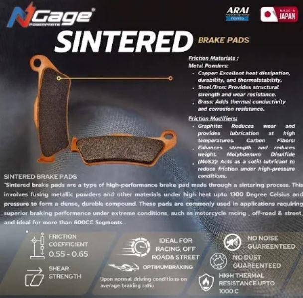 NGage Sintered Brake Pad (Front) For Honda CB HNESS 350 / CB350 / CB350RS - HBS 089 - Image 2