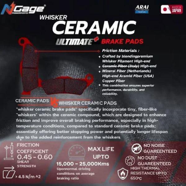 NGage Whisker Ceramic Ultimate Plus Brake Pad (Front) For Kawasaki Versys 650 - HB 089 - Image 4