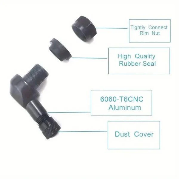 Own Your Adventure-Tyre pressure Valve 90 Stem Aluminium (Black)-OY 23190BK - Image 3