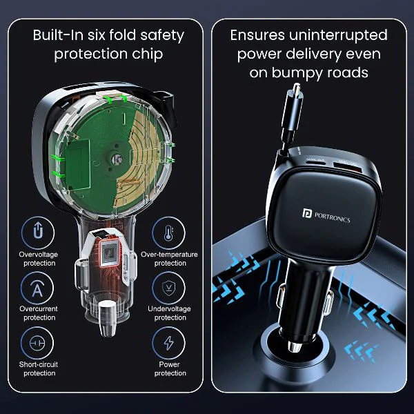 Portronics-Car Power Retracto 84w Car Charger (POR 1876) - Image 6