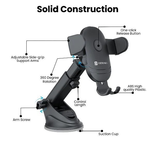 Portronics-Clamp M2 Mobile Holder-Black (POR 1609) - Image 5