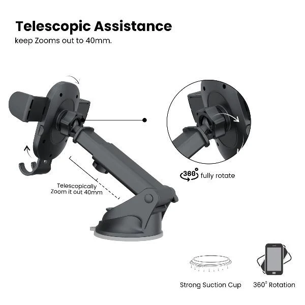 Portronics-Clamp M2 Mobile Holder-Black (POR 1609) - Image 6