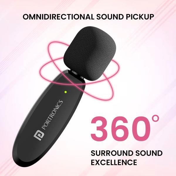 Portronics-Dash 5 Wireless Microphone-Black (POR 2044) - Image 3