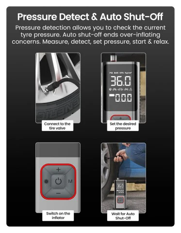 Portronics Vayu 2.0 Rechargable Tyre Inflator - Image 8