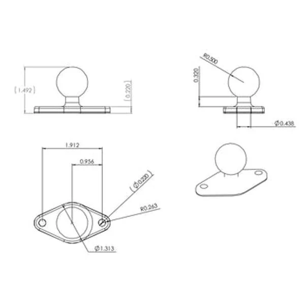 Ram Mounts-Diamond Ball Base-B Size-RAM-B-238U - Image 2
