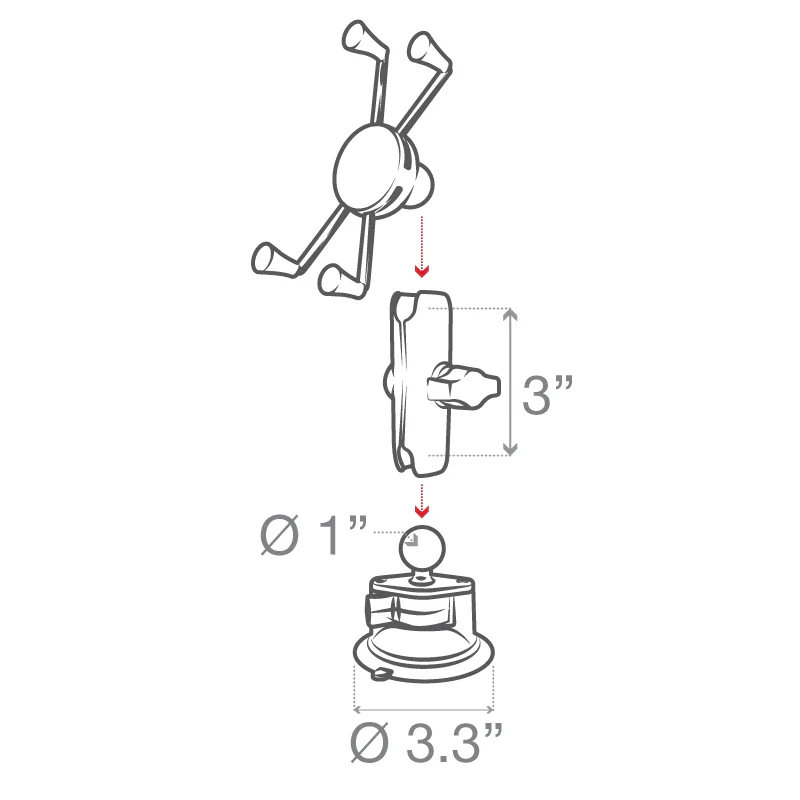 RAM SET - SUCTION CUP X GRIP PHONE CRADLE (ABOVE 127MM (5")) - Ram Mounts - Image 7