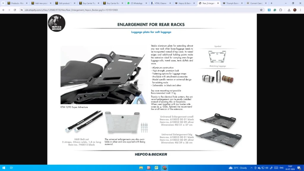 Rear Rack Enlargement Ducati Scrambler 800 (2019 onward) - Hepco Becker - 8007593 01 01 - Image 5