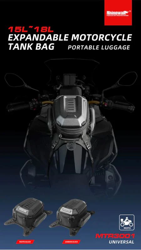 Rhinowalk 15-18l Motorcycle Tank bag Expanded Hard Shell Fuel Tank Bag for Motorcycle Bikes Tail Bag (MTR3001) - Image 2