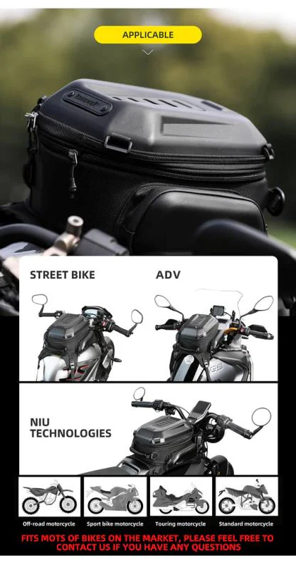 Rhinowalk 15-18l Motorcycle Tank bag Expanded Hard Shell Fuel Tank Bag for Motorcycle Bikes Tail Bag (MTR3001) - Image 5