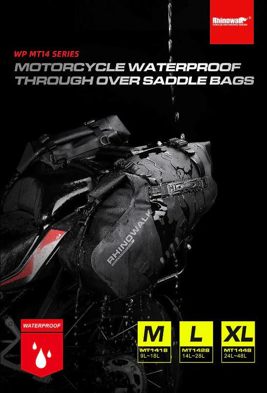 Rhinowalk 18L Rack less Pannier Saddle Soft Bags for Motorcycle Bike Outdoor Adventure Waterproof Side Motorbike Drypack (Pair-Set) (MT1418) - Image 11