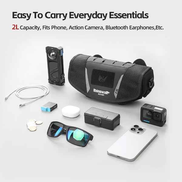 Rhinowalk 2L Motorcycle Handlebar Bag Versatile Secure Waterproof for Adventure Riders Off-Road & ADV Mounting (MJX2010) - Image 3