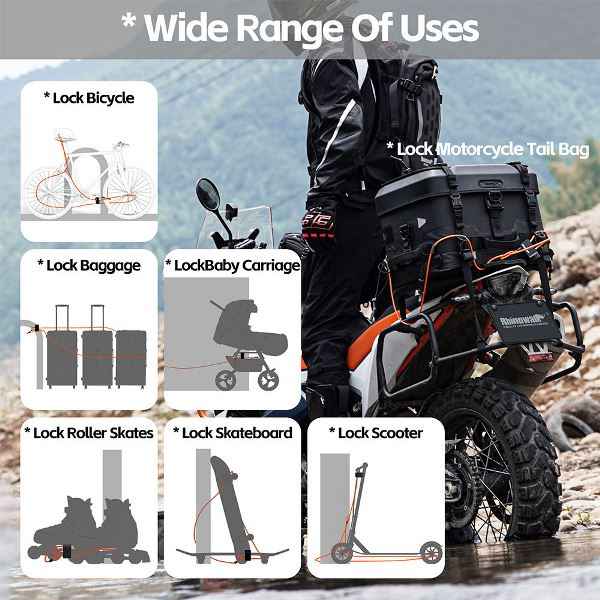Rhinowalk 2M Heavy Duty Bicycle Cable Lock Anti-Theft Bike Lock - Image 6