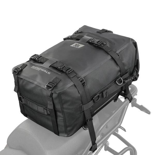 Rhinowalk 30L Motorcycle Black Backpack Waterproof Motorbike Seat Tail Bag Side Saddle Duffle Dry Bag for Motorcycle (MT2230)