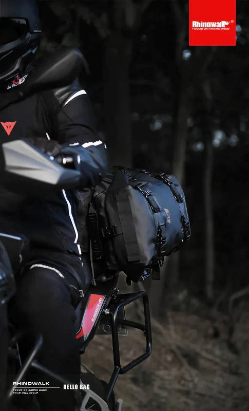 Rhinowalk 30L Motorcycle Black Backpack Waterproof Motorbike Seat Tail Bag Side Saddle Duffle Dry Bag for Motorcycle (MT2230) - Image 3