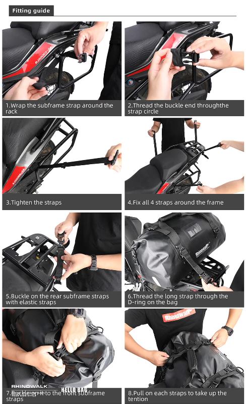 Rhinowalk 45L Waterproof Motorcycle Duffle Bag Heavy Duty Motorcycle Dry Tail Tool Bag for Adventure Bike (MT20450) - Image 6