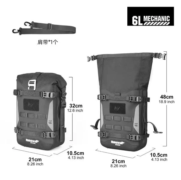 Rhinowalk 6l Waterproof Crash Bar Bag Mechanic Series Motorcycle Bumper Guard Bag Lightweight Molle System Motorcycle Accessory - MJX2001 - Image 5