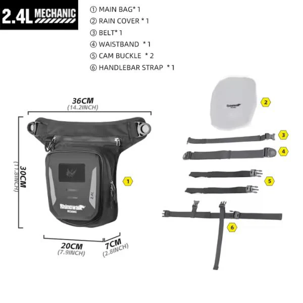 Rhinowalk Mechanic Series Magnetic Drop Leg & Tank Bag for Motorcycles-MJX2008 - Image 3