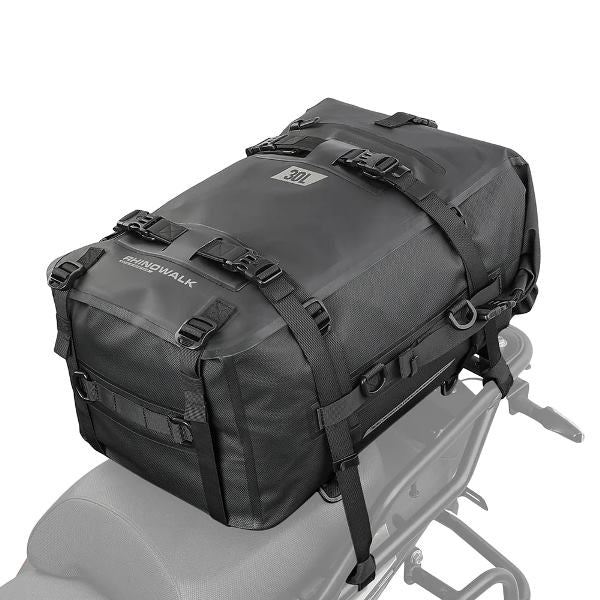 Rhinowalk Motorcycle Black Backpack 8L Waterproof Motorbike Seat Tail Bag for Adventure Welded Seamless Side Saddle Motopack (MT2208)