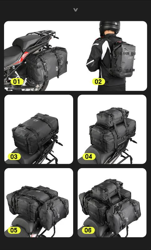 Rhinowalk Motorcycle Black Backpack 8L Waterproof Motorbike Seat Tail Bag for Adventure Welded Seamless Side Saddle Motopack (MT2208) - Image 12