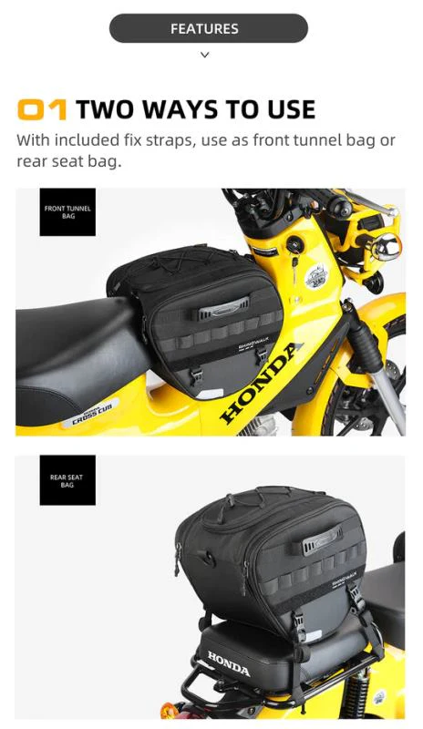 Rhinowalk Tunnel bag for scooter 15 ltr Underbone Motorcycle Bike Seat Pack with Molly System (MTR5001) - Image 11