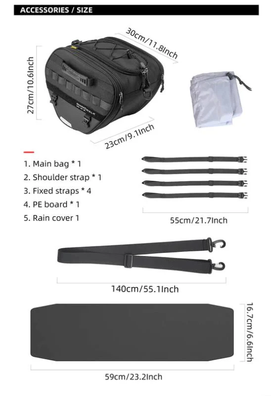 Rhinowalk Tunnel bag for scooter 15 ltr Underbone Motorcycle Bike Seat Pack with Molly System (MTR5001) - Image 14