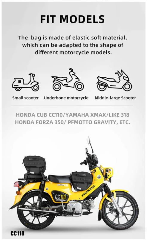 Rhinowalk Tunnel bag for scooter 15 ltr Underbone Motorcycle Bike Seat Pack with Molly System (MTR5001) - Image 8