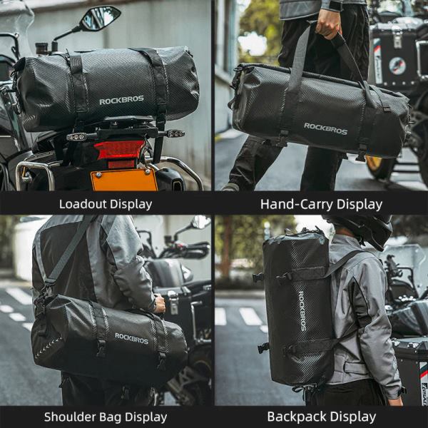 ROCKBROS Motorcycle Rear Tail Bag Saddle Bag Luggage Storage Pannier Waterproof 30L (30140071001)-Black - Image 2