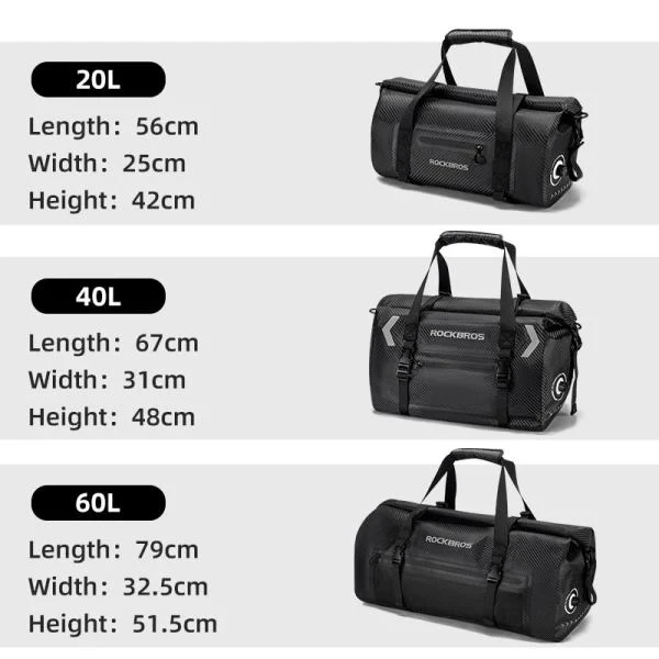 ROCKBROS Motorcycle Rear Tail Bag Saddle Bag Luggage Storage Pannier Waterproof 50L (30140073001)-Black - Image 8
