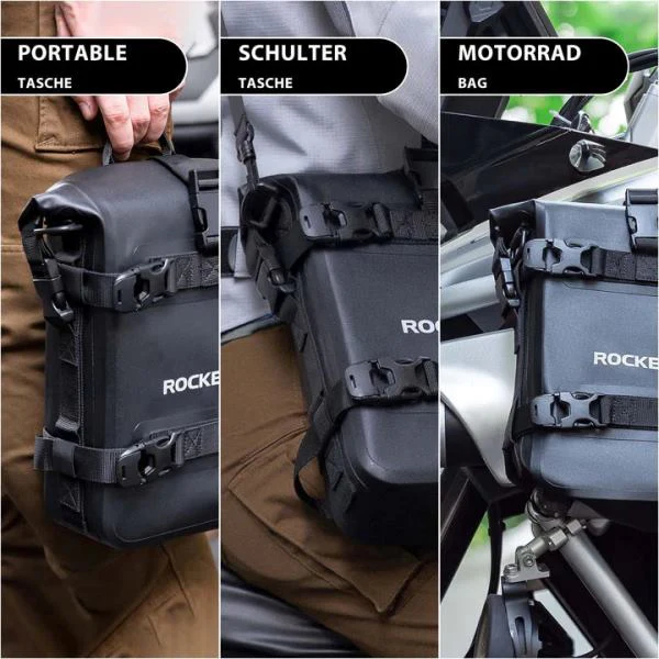 ROCKBROS motorcycle side bag waterproof luggage rack bag 5L Black (Single Unit) (30140035001)-Black - Image 5