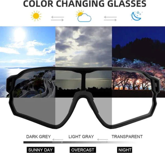 ROCKBROS Photochromic Sunglasses Thicken PC Lenses With UV400 Protection Coating (10139)-Matte Black - Image 3