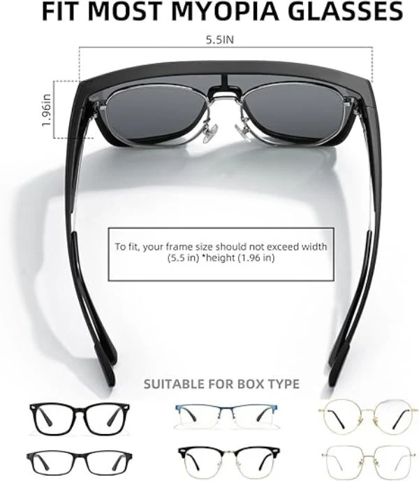 ROCKBROS Polarized Fit Over Wrap Around Sunglasses for Driving (14130003001)-Black - Image 3