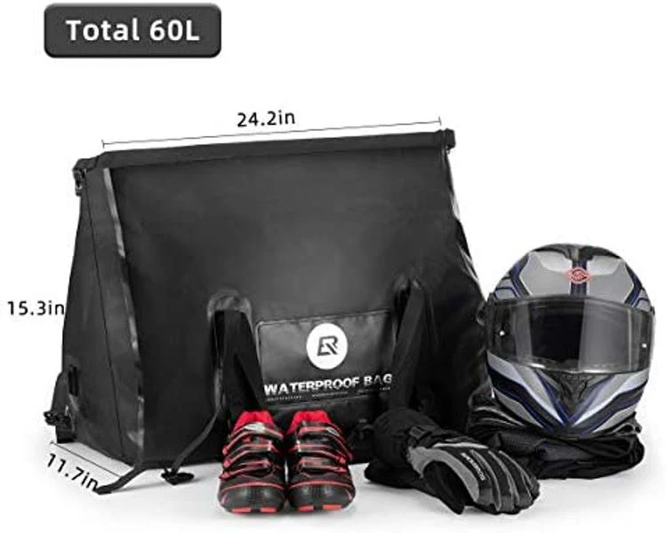 ROCKBROS Waterproof Duffel Bag 60L Motorcycle Travel Dry Duffel Bag Black-AS-005BK - Image 2
