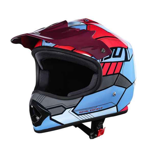 Royal Enfield Chase Full Face MX Yellow GI Blue Helmet-YL 54