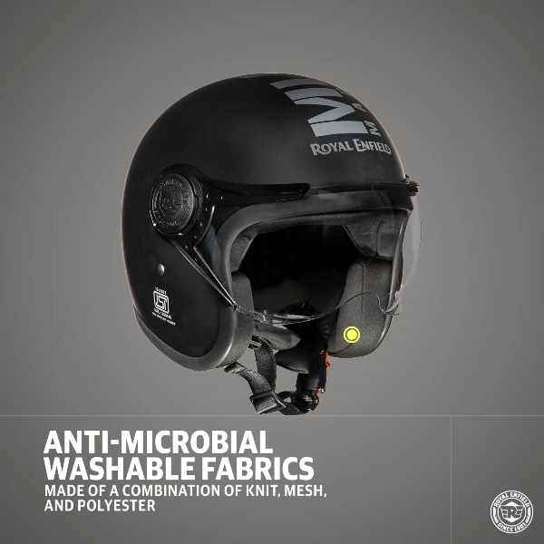 Royal Enfield Jet Open Face MLG Helmet Matt Black Dark Grey With Clear Visor - Image 3