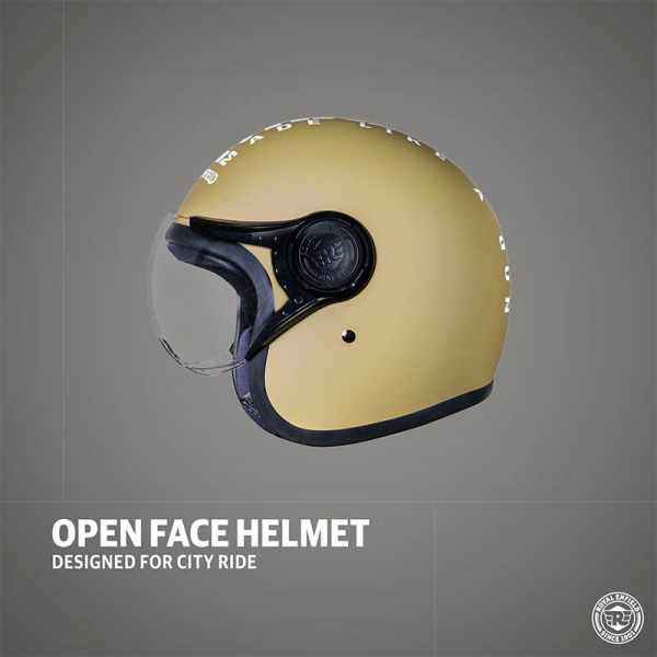Royal Enfield Jet Open Face MLG Helmet With Clear Visor Matt Desert Storm - Image 4