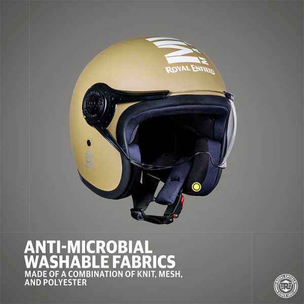 Royal Enfield Jet Open Face MLG Helmet With Clear Visor Matt Desert Storm - Image 5