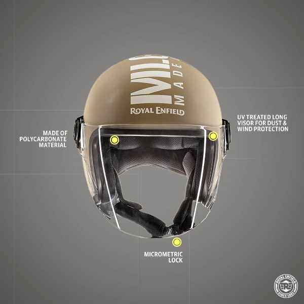 Royal Enfield MLG Copter Face Long Visor Helmet Matt Desert Storm - Image 5