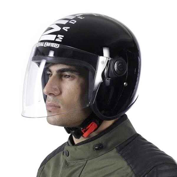 Royal Enfield MLG Copter Face Long Visor Gloss Black Helmet - Image 3